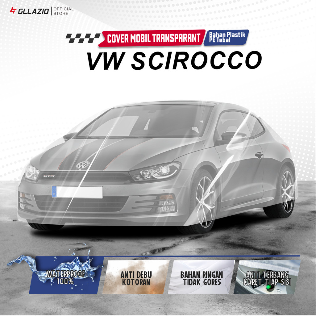 ฝาครอบตัวรถ VW Scirocco โปร่งใส / ผ้าคลุมรถ Scirocoo พลาสติก / ผ้าห่ม VW Scirocco กันน้ํา ฟรีกระเป๋า