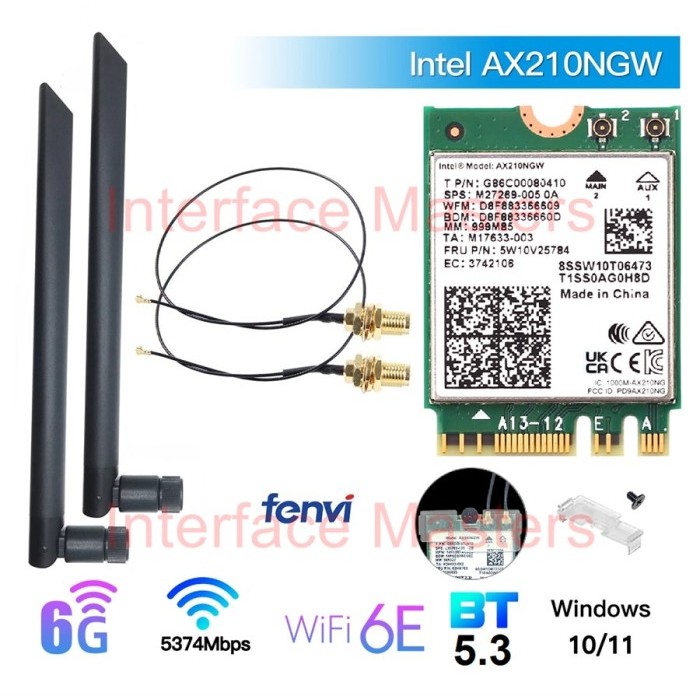 Wifi 6 6E การ์ดไร้สาย Intel AX210 บลูทูธ 5.2 AX200 M2 NGFF M.2