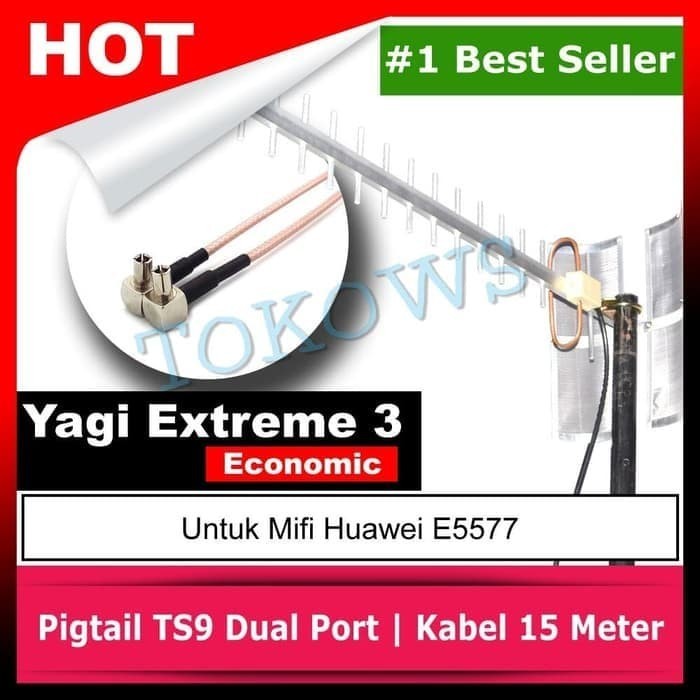 Yagi Extreme 3 Eco Pigtail TS9 Huawei E5573 E5577 E8372 15 M เสาอากาศ