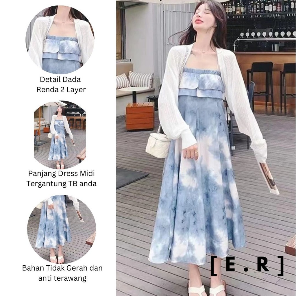 Blue Dress Korean Midi/Blue Dress Korean Party/Vintage Korean Dress