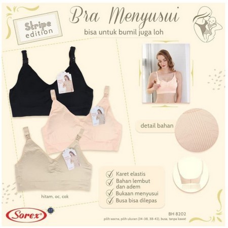 SOREX 8202 Underwire-Free Thin Foam NURSING Bra สําหรับหญิงตั้งครรภ์ขนาด 34 36 38 40 N BTK Hook 3