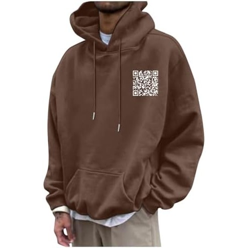 Hoodi QR Code Fu Joke สําหรับผู้ชายอินเทรนด์สแกนรหัส Joke Fu You Code QR Hoodie Pullover Hoodie เสื้