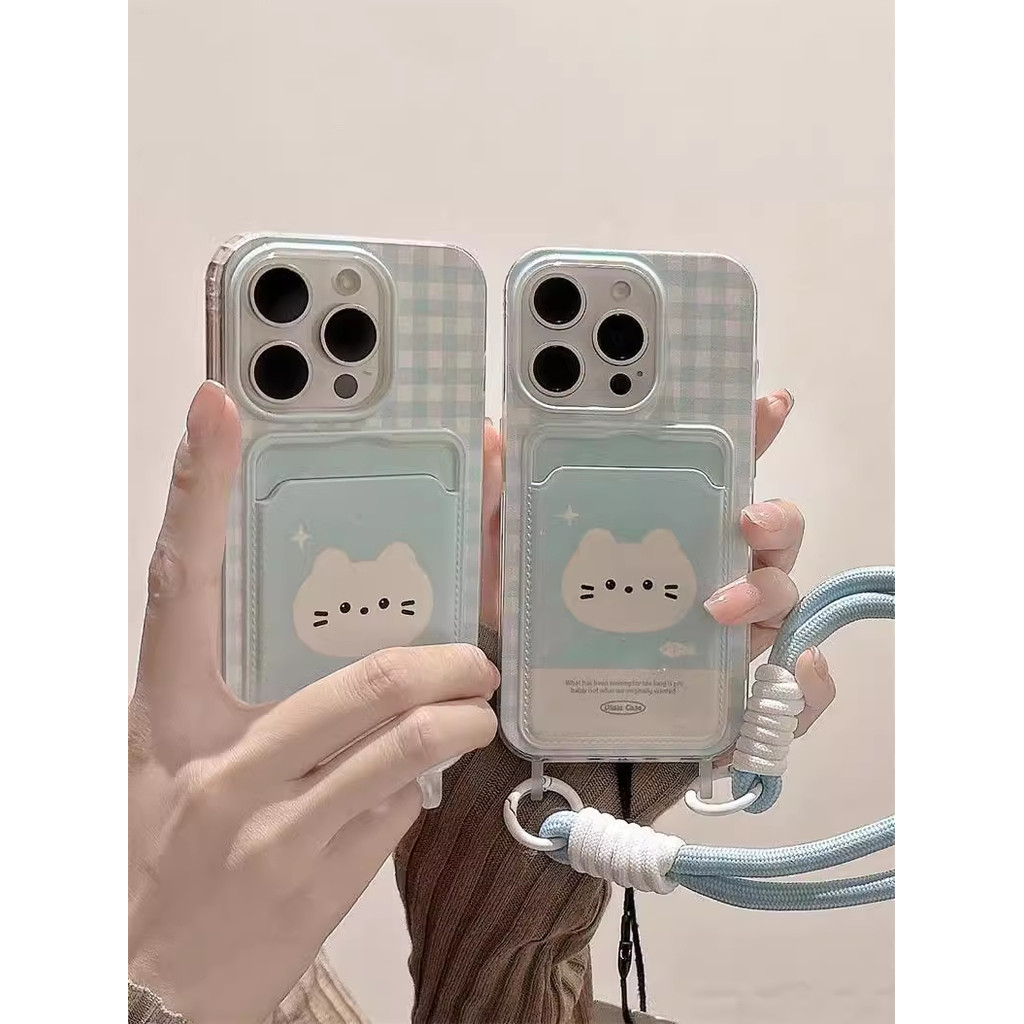 Blue Cat Strap Aesthetic Casing Hp Oppo A3 A3X C71 C75 C67 A60 C61 C53 C51 C51S C65 Reno 11F 5G C63 