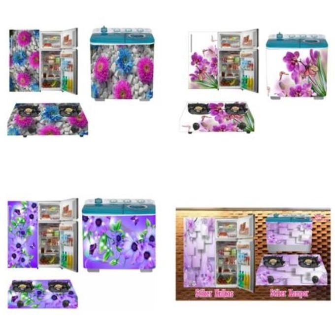 ใหม่ล่าสุด 1-DOOR FRIDGE สติ๊กเกอร์ชุด 3 IN 1 FLOWER MOTIF 4 สติ๊กเกอร์