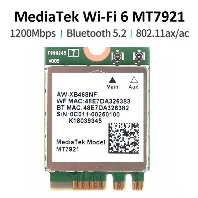 - MediaTek WiFi 6 MT7921 การ์ดเครือข่ายไร้สาย Bluetooth 5 M.2 NGFF AX