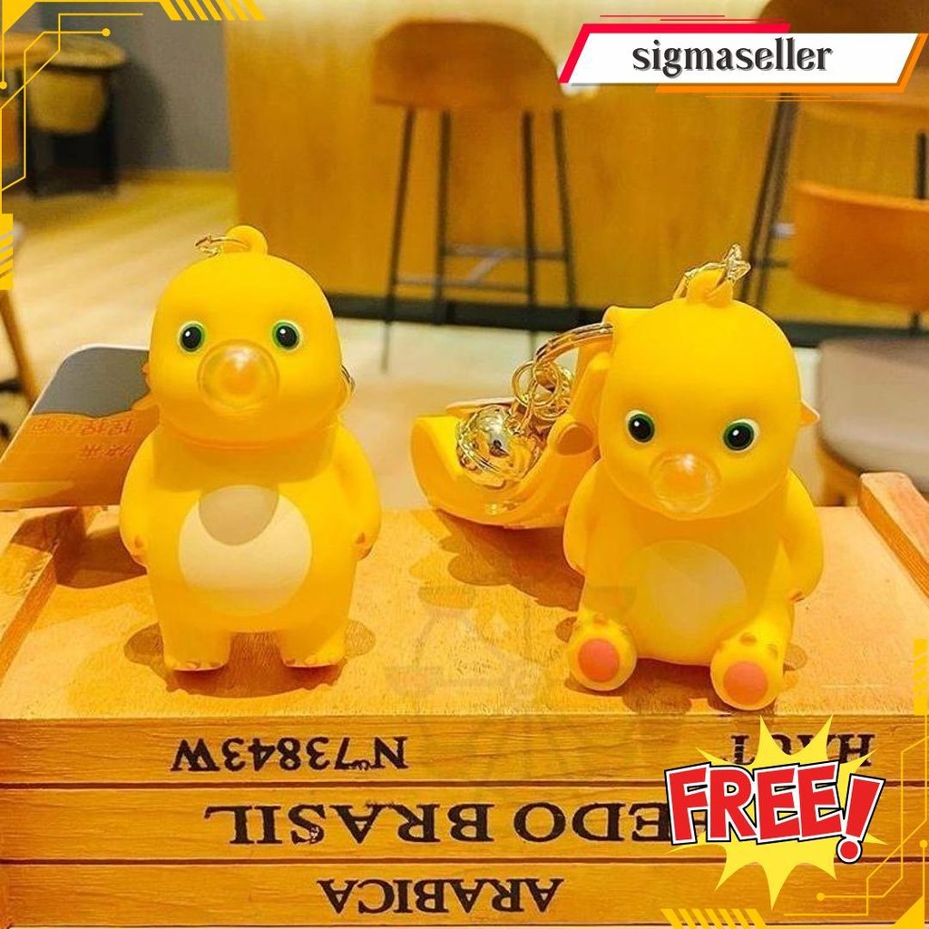 GANTUNGAN พวงกุญแจ Dino Yellow Bubble Nailong Bubble Free Milk Dragon Toys Miniso Cute Original Toys