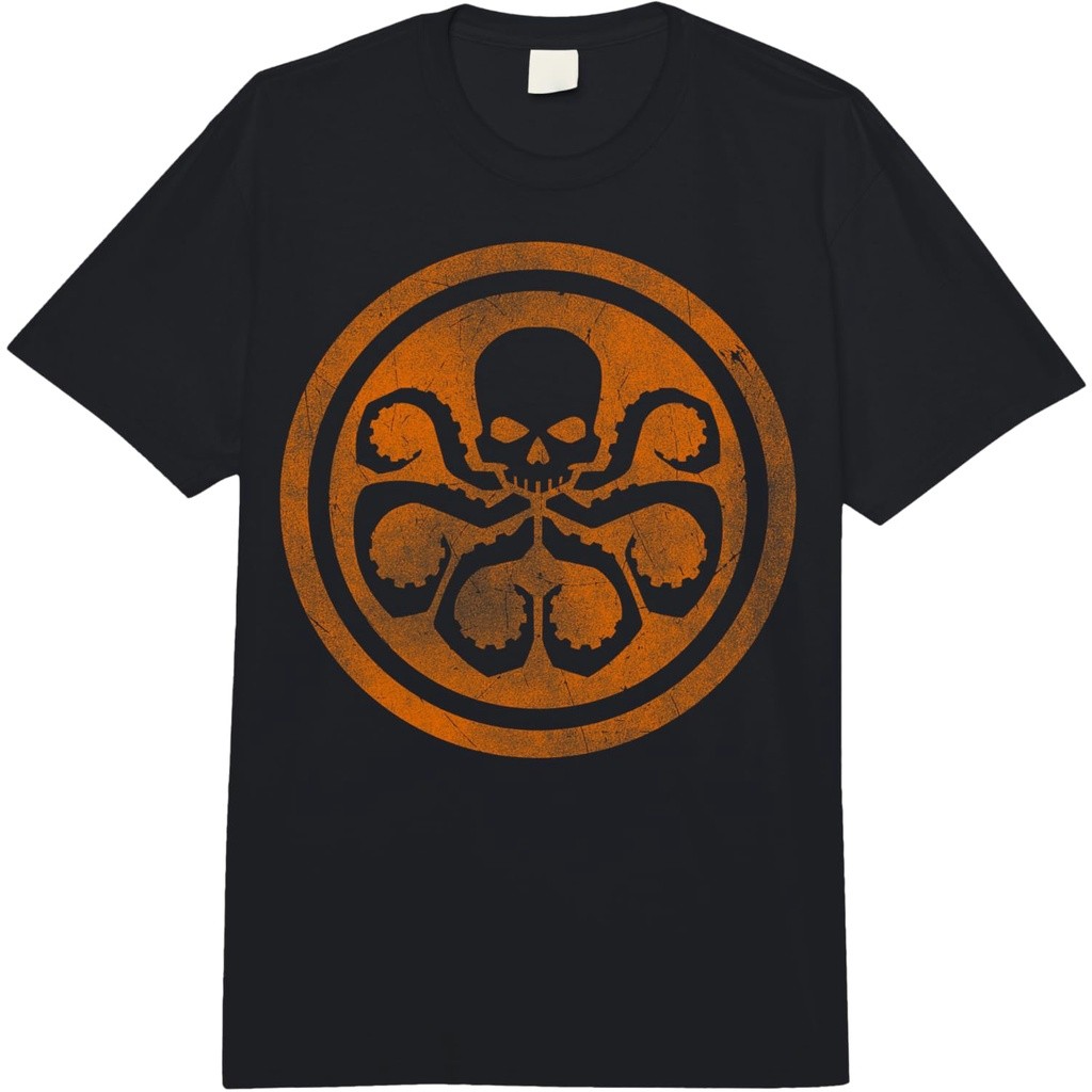 MERAH Hydra Red Skull และ Tentacle Icon Adult Heavy Class เสื้อยืดสีสบาย