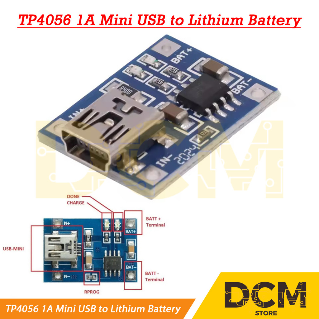 TP4056 1A Mini USB เป็นแบตเตอรี่ลิเธียมเฉพาะแท่นชาร์จออก 5V