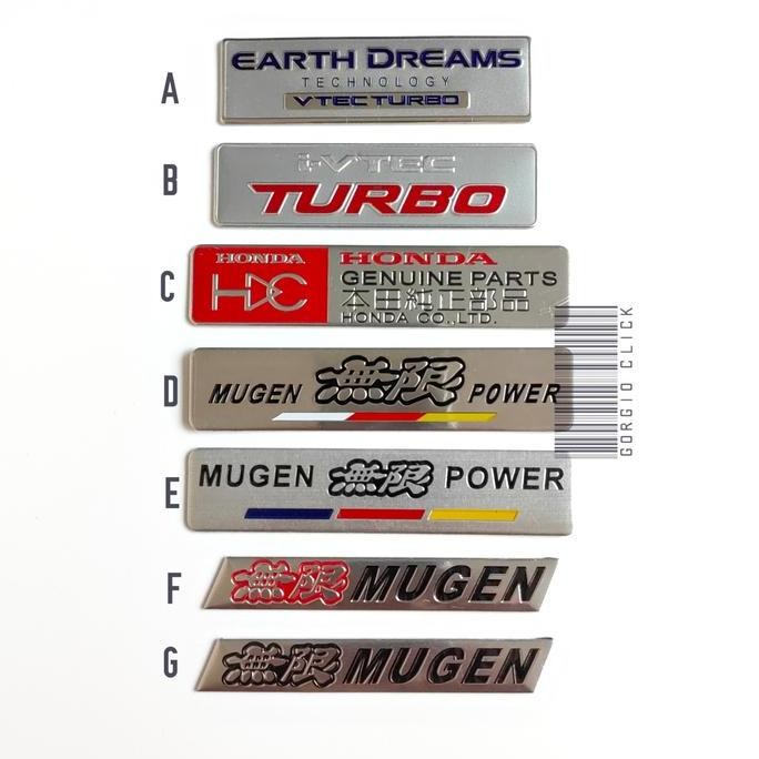 สัญลักษณ์สติ๊กเกอร์อลูมิเนียม Honda Mugen i-Vtec Turbo