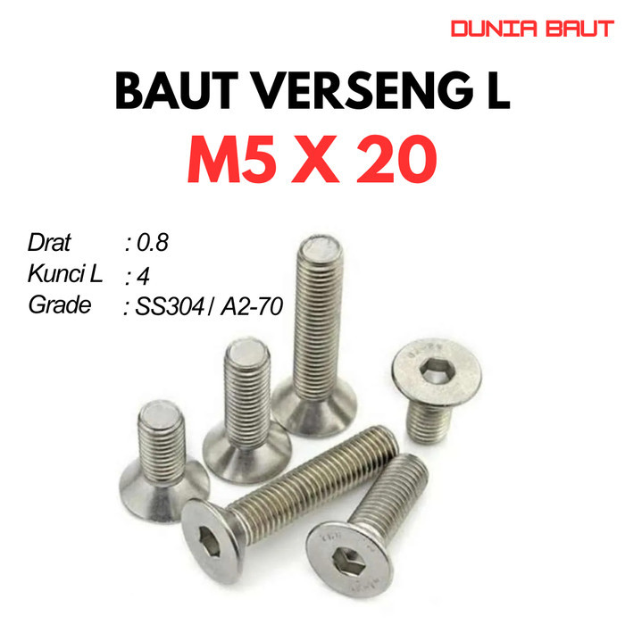 Bolt Verseng L M5X20 / Bolt JFL 5X20 / Countersunk L M5 X 20 / 5 X 20 - Socket Countersunk Screw Sta