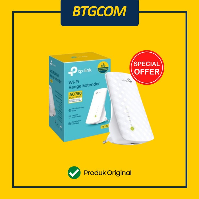 TP-LINK RE200 AC750 MESH WI-FI RANGE EXTENDER บูสเตอร์ป้าย WIFI