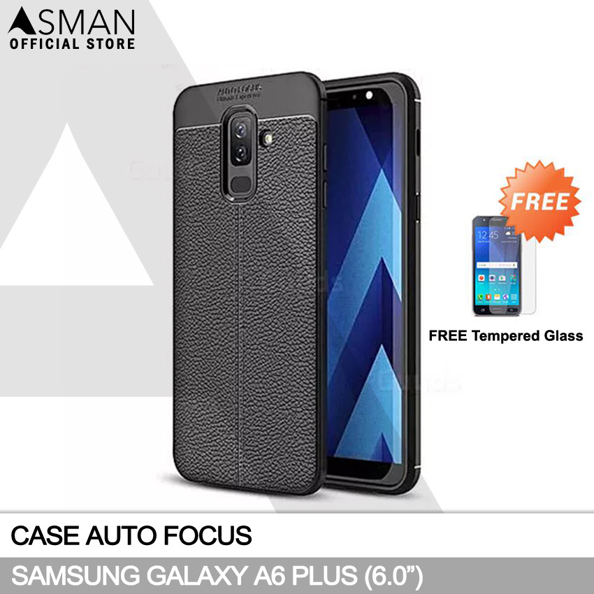 บางเฉียบ Samsung Galaxy A6 Plus (6.0") | เคสนิ่ม Black Matte + ฟรีกระจกนิรภัย