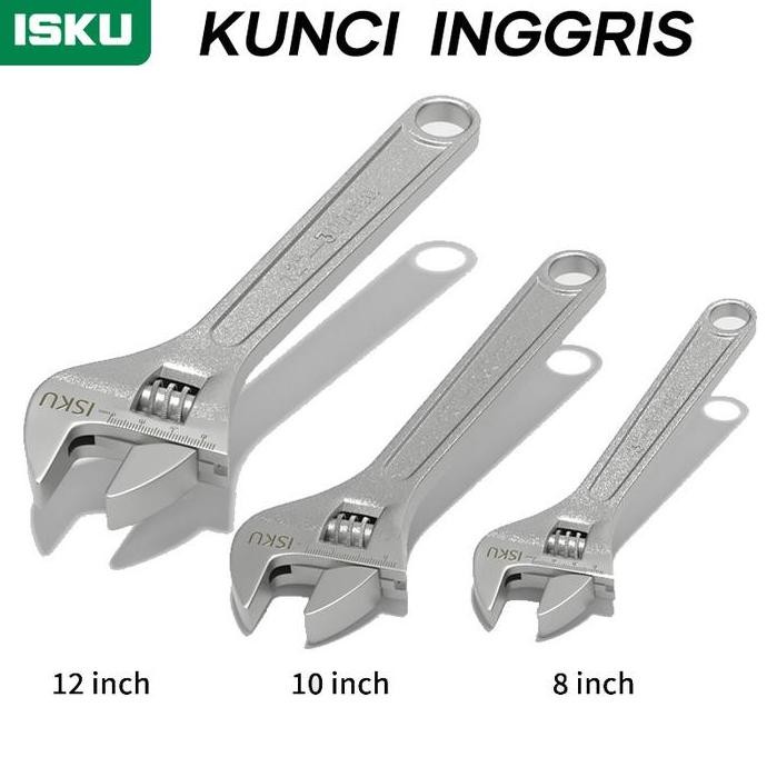 คุณภาพสูง ISKU ENGLISH WRENCH 8INCH 10INCH 12INCH/TOOLS ADJUSTABLE TOOL