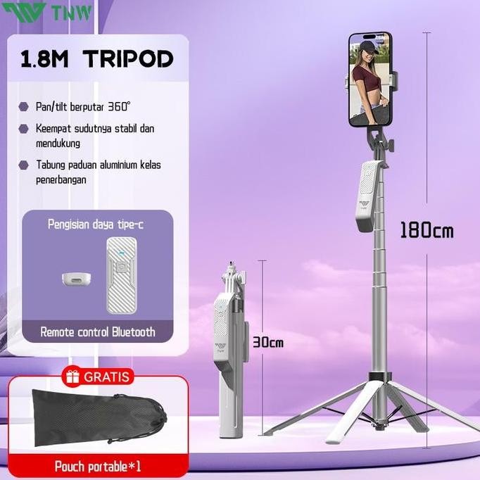 HP NEWEST - TNW S30 Selfie Stick Bluetooth 4in1 Selfie Stick ขาตั้งกล้อง - รีโมทขาตั้งกล้องสีดํา