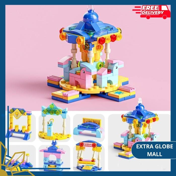 LELE BROTHER MINI CAROUSEL 6 IN 1 LEGO 159 BRICKS BUILDING BLOCK ของเล่น !!