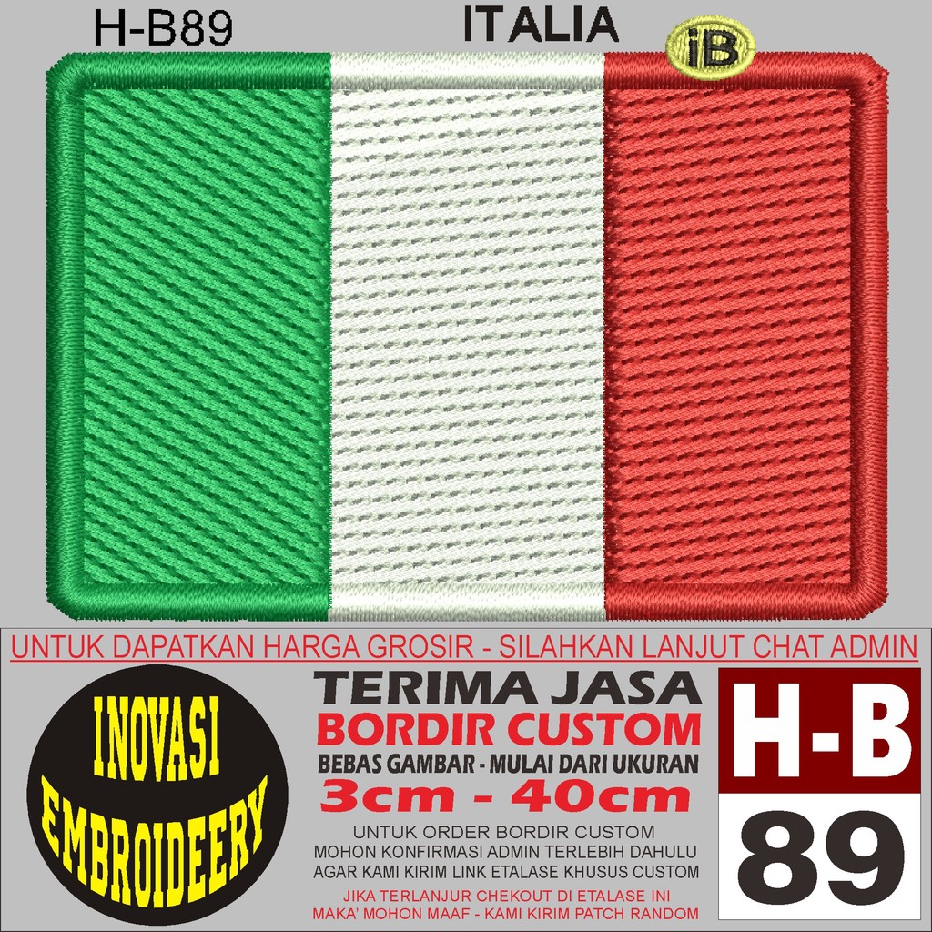 H-B89 ITALIAN LOGO EMBROIDERY PATCH - NOVATION EMBROIDERY TESTIMONI