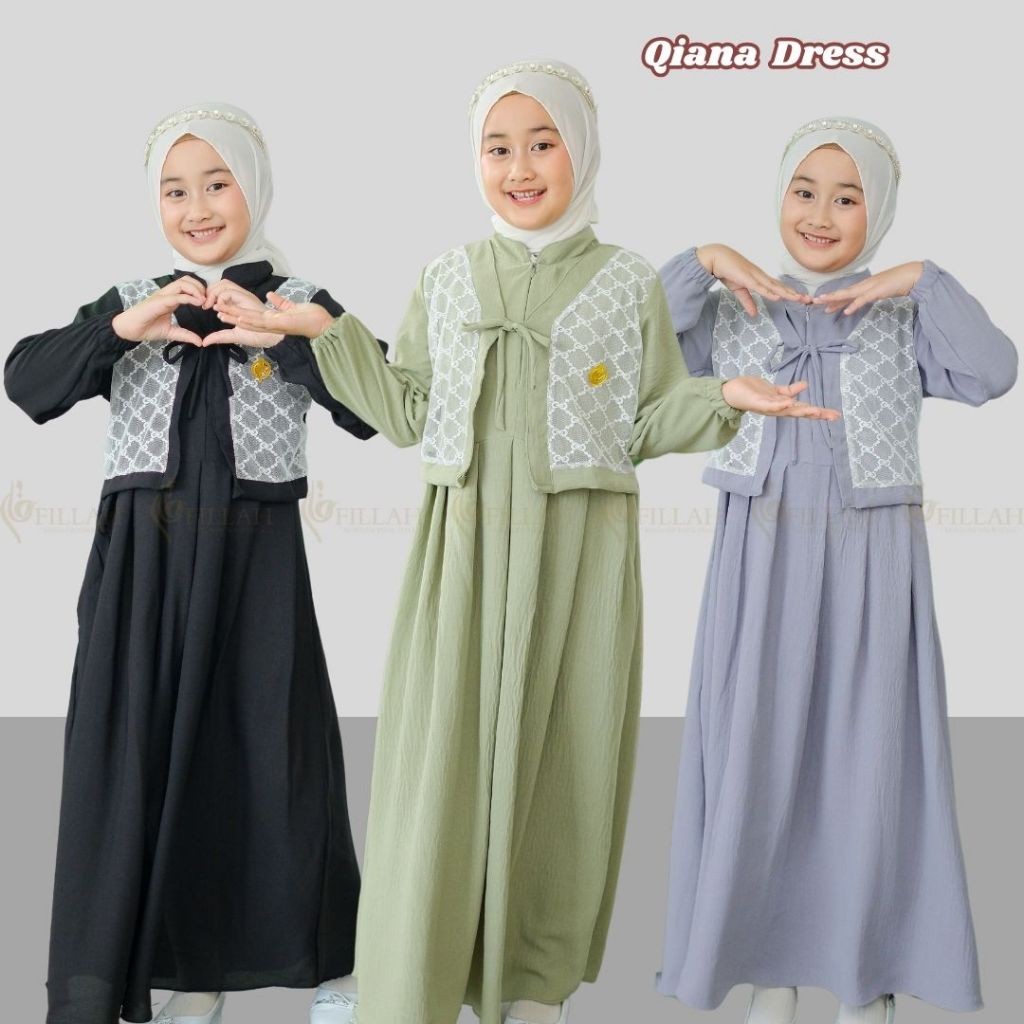 นําเข้า Khimar Motif Cool Suit Games2025 มุสลิม Gamis สําหรับเด็กผู้หญิงอายุ 9 12 ปีล่าสุด 2025 3 4 