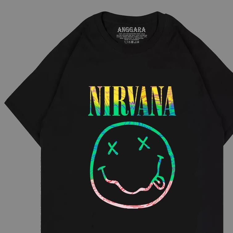 H&M Nirvana Smile Band เสื้อยืด Nirvana Band เสื้อ Nirvana Distro เสื้อยืด Unisex ผู้ชายผู้หญิง
