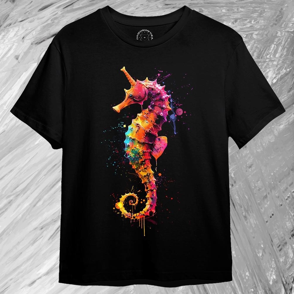 3D Ethereal Seahorse V2 Premium 3D Distro เสื้อยืด Dt1499