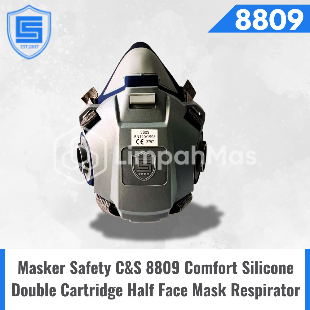 หน้ากากนิรภัย C&S 8809 Comfort Silicone Double Cartridge Half Face Mask Respirator