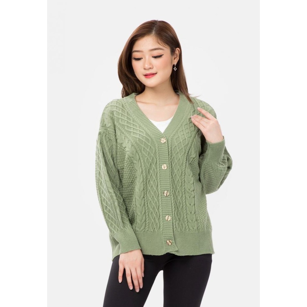 Mky Clothing Balloon Sleeve คาร์ดิแกนสายถัก