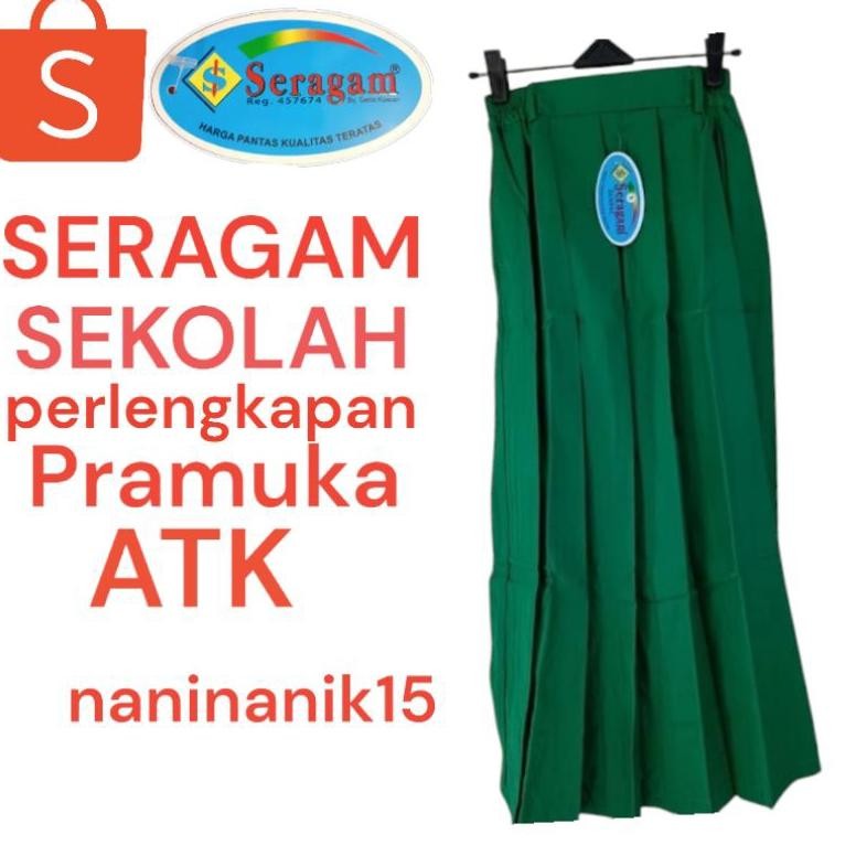 HIJAU กระโปรงยาวจีบสีเขียว Mi Uniform Brand