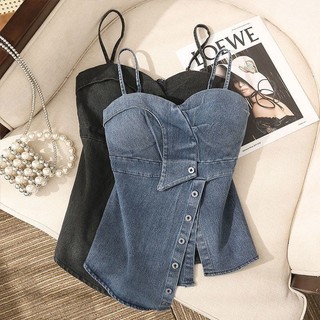 Wind Denim Camisole Women's Outer Wear Short Top
