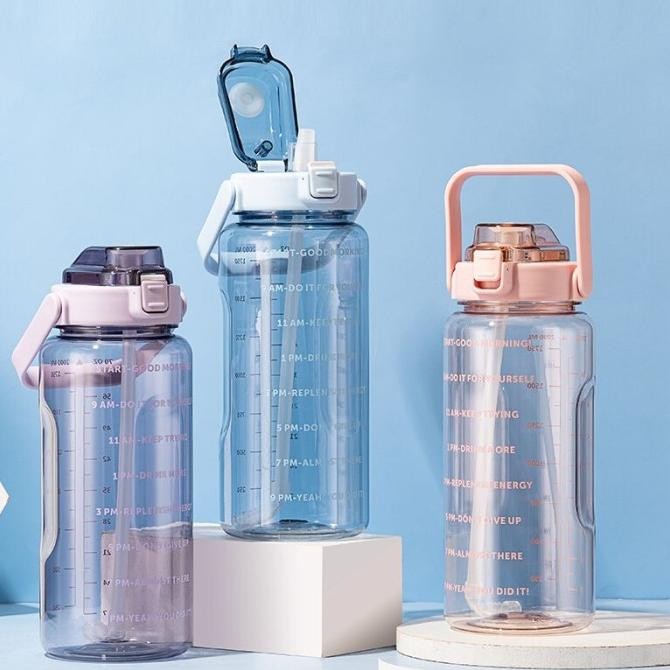 2 ลิตร / 2ML TRANSPARENT JUMBO Water DRINKING BOTTLE / MOTIVATIONAL WATER BOTTLE STOCK