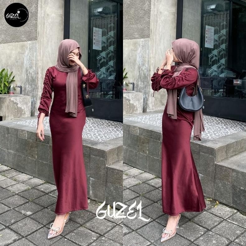 ใหม่!!! ใหม่!!! Ella Dress by Guzel Satin Silk แฟชั่นพรีเมี่ยมสําหรับผู้หญิง รับปริญญา Eid Slim อินเ