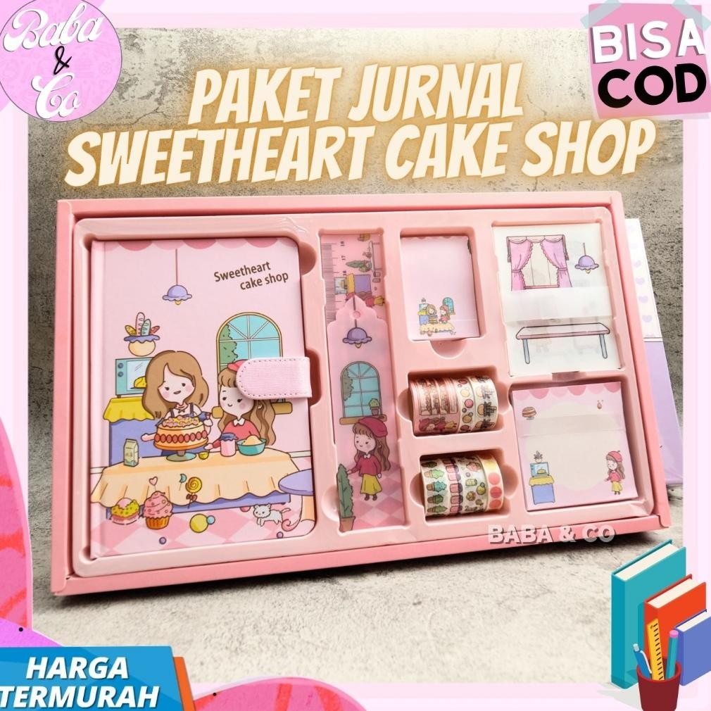 7 IN 1 SWEETHEART CAKE SHOP JOURNAL SWEET HEART (1 โน๊ตบุ๊ค HARDCOVER, 2 ชุด WASHI TAPE, 2 ชุด STICK