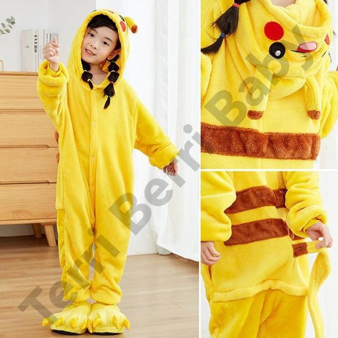 ใหม่ ONESIE PIKACHU COSTUME POKEMON COSTUME DOLL CLOTHES PAJAMAS