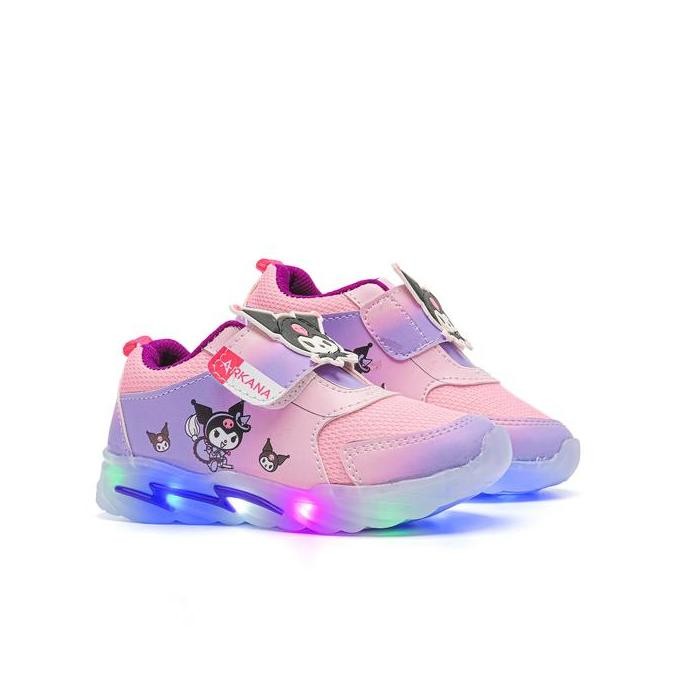 Andrian Store - รองเท้าเด็กผู้หญิงมีไฟ LEd Kuromi ตาข่ายตัวละครรุ่นใหม่ 1.5 - 6 ปี HT