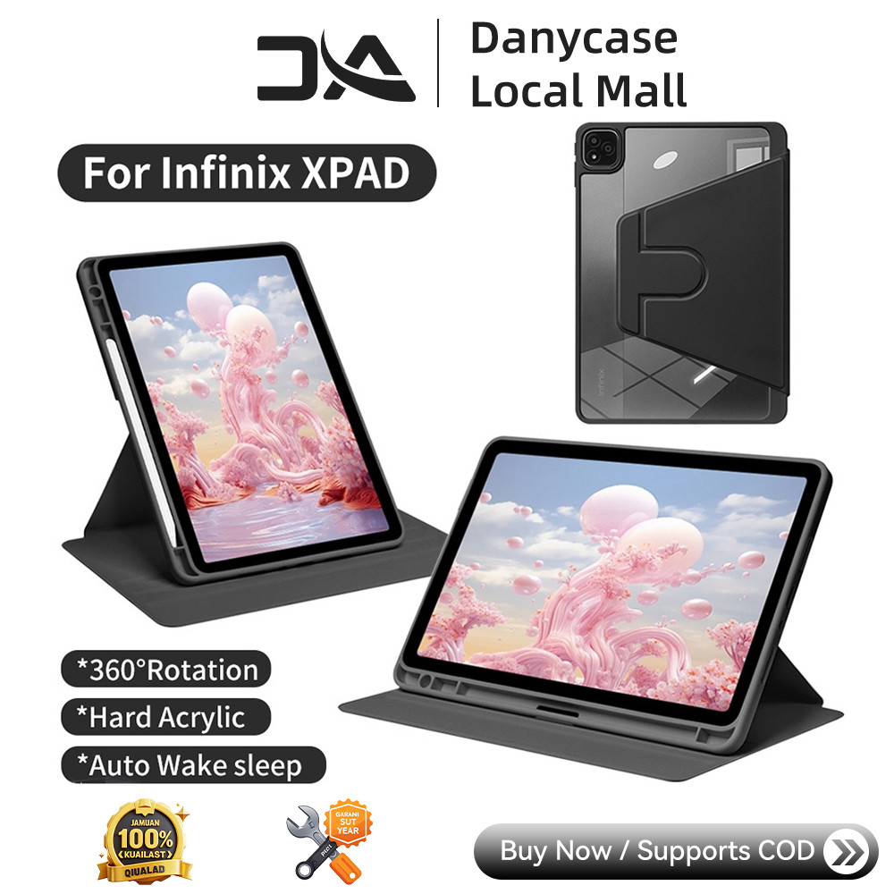 LAYAR DONYCASE เคส Infinix XPad 20 ฝาครอบหมุนได้ 360° ฟิล์มกันรอย อะคริลิกแข็ง + วัสดุ ทีพียู กันรอย
