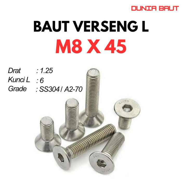 Bolt Verseng L M8X45 / Bolt JFL 8X45 / Countersunk L M8 X 45 / 8 X 45 - Socket Countersunk Screw Sta