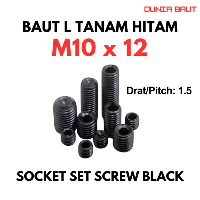 M10X12 ฝัง Bolt / L ชุด 10X12 / L ฝัง Bolt M10 X 12 / L ชุดสีดํา 10 X 12 - ชุดซ็อกเก็ตสกรูสีดํา