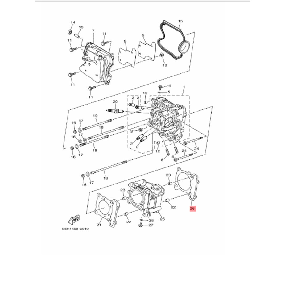 ปะเก็นบล็อกลูกสูบล่าง Nmax Aerox 155 ใหม่ Original Ygp B6H-E1351-00 หายาก