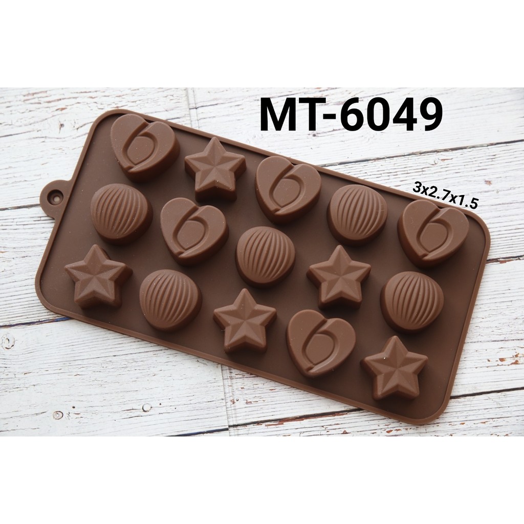 MT-6049 SILICONE MOLD แม่พิมพ์ช็อคโกแลตทรัฟเฟิล star heart shell (แม่พิมพ์ซิลิโคน)