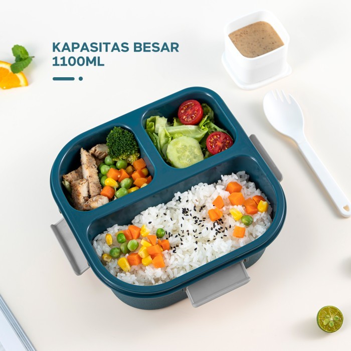 Ecentio Lunch Box 1.1L Lunch Box & Lunch bag Set กันรั่ว Bpa Free
