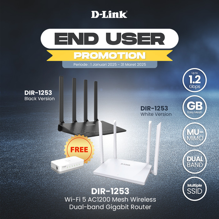 D-Link DIR-1253, AC1200 MU-MIMO Wi-Fi Mesh Gigabit Router