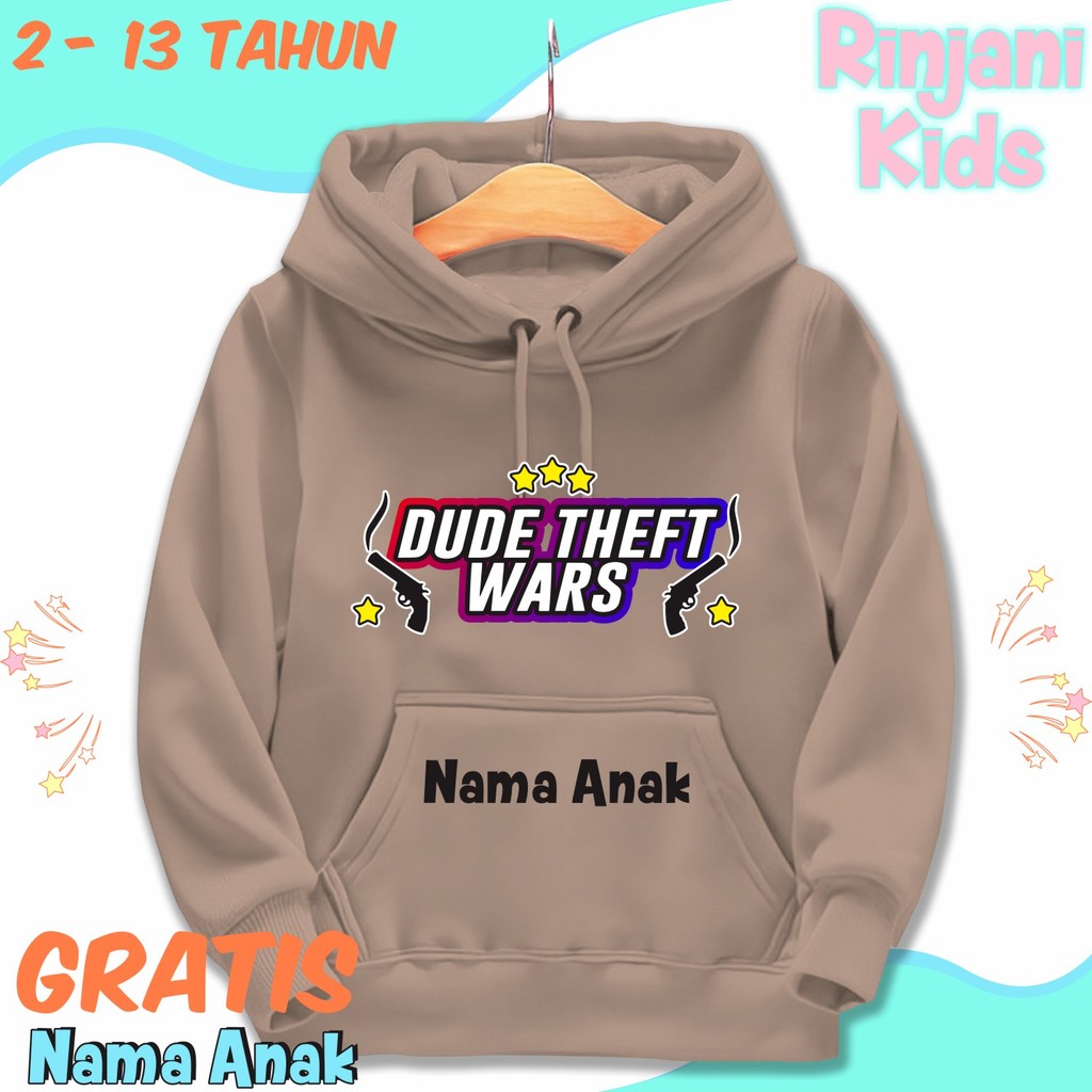 DUDE THEFT WARS CHARACTER CHILDRENS HOODIE JACKET.FREE CHILDS NAME.FASJION
