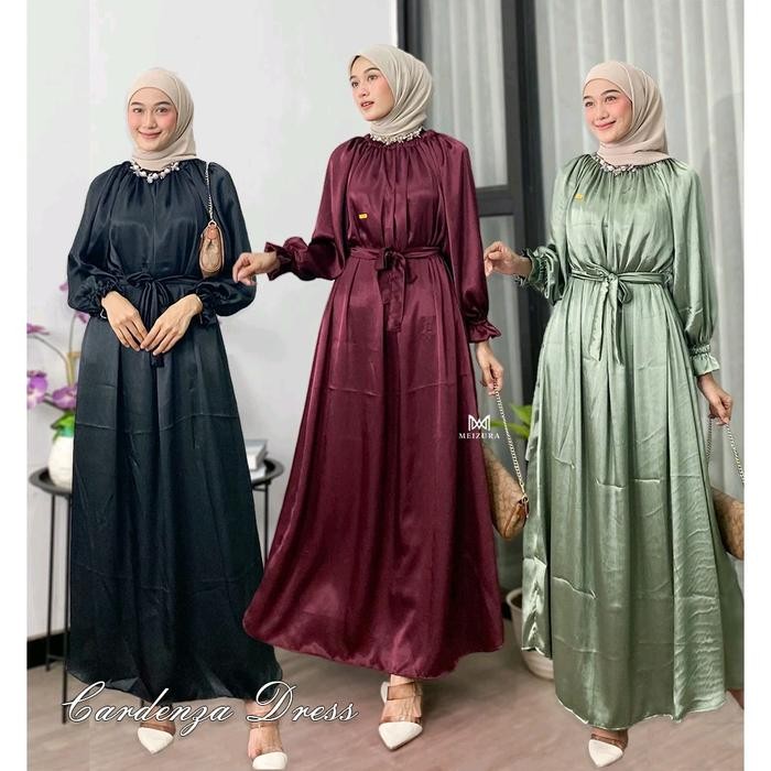 Cradenza Shimmer Silk Gamis Viral Luxury Eid ชุดมุสลิมสําหรับเชิญปาร์ตี้ผู้หญิง