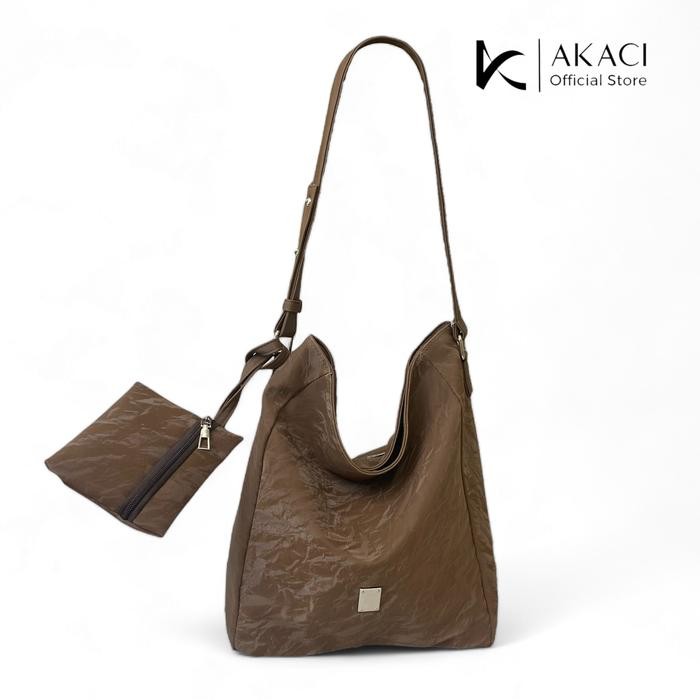 Akaci store PONY กระเป๋าผู้หญิงล่าสุด 09-8268 วัสดุกึ่งกํามะหยี่ 2 ช่อง hobo tote bag สําหรับสาววิทย