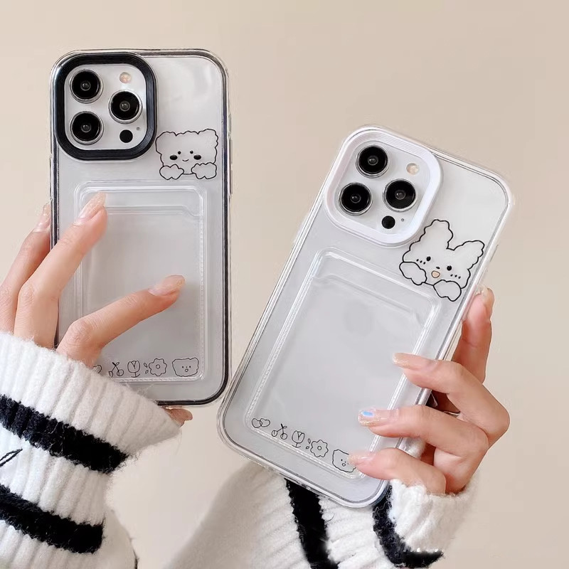Aesthetic Rabbit Card Holder Bear Casing Oppo 15T 5G C85 Reno 13 5G Reno 13F 14F 14 Pro 5G A3 A3X C7