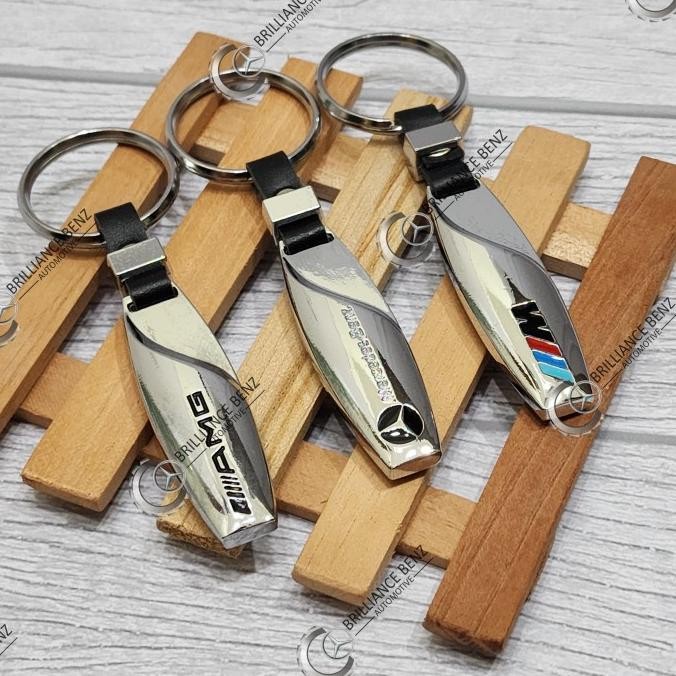 GANTUNGAN พวงกุญแจรถสแตนเลสพร้อม MERCEDESBENZ AMG BMW MPOWER LOGO - AMG