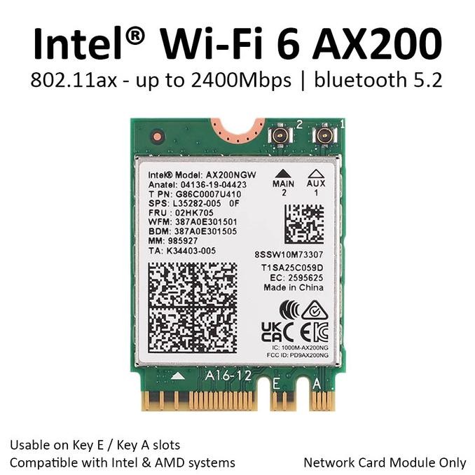 Intel WiFi 6 AX200 การ์ดไร้สายบลูทูธ 5 AX M.2 NGFF AX200NGW