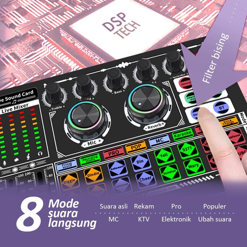 ชุดการ์ดเสียง Hi-Net&Bonkyo F999 ร้องเพลงอุปกรณ์ถ่ายทอดสดพร้อมหูฟังและไมโครโฟน