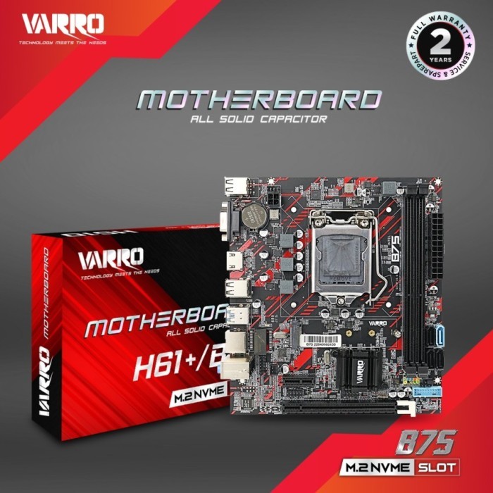 VARRO INTEL H61 PLUS/B75 (USB3.0) (LGA 1155/NVME/DDR3/HDMI/16GB) * 2Y
