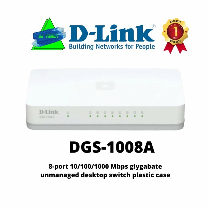 D-LINK DGS-1008A 8-Port DLINK DGS1008A 8port Gigabit Switch Hub