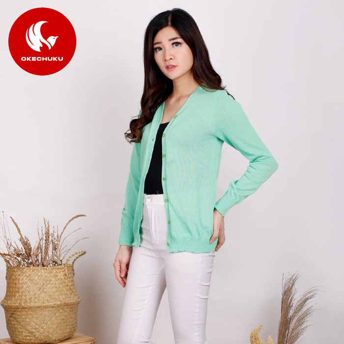 Okecuku New Rika คาร์ดิแกนผ้าถักสําหรับผู้หญิง