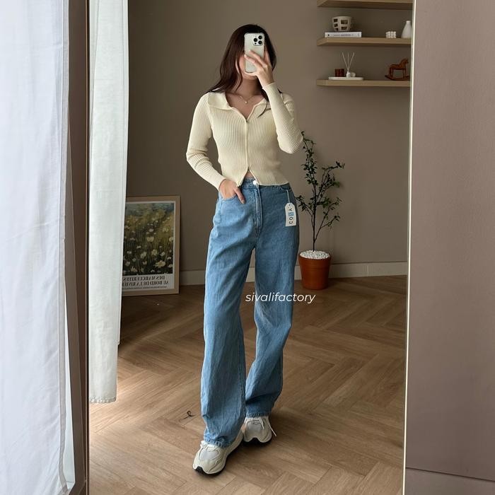 Sivali Jiyeon Zip Up Knit - เสื้อไหมพรมมีซิปแขนยาวผู้หญิง - เสื้อถักผู้หญิง